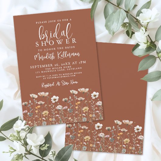 Boho Wilde Bloem Bruiloft Feest Kaart
