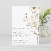 Boho Wilde Bloem Bruiloft | Ivoor  Save The Date (Staand voorkant)