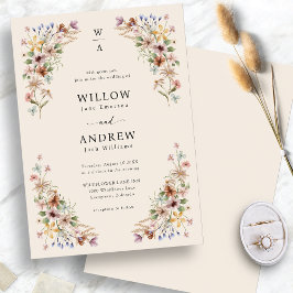 Boho Wilde Bloem Bruiloft Kaart