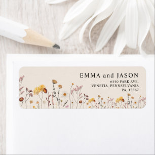 Boho wilde bloem bruiloft retouradreslabels etiket