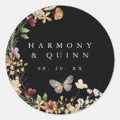 Boho Wilde Bloem Bruiloft Sticker Label (Voorkant)