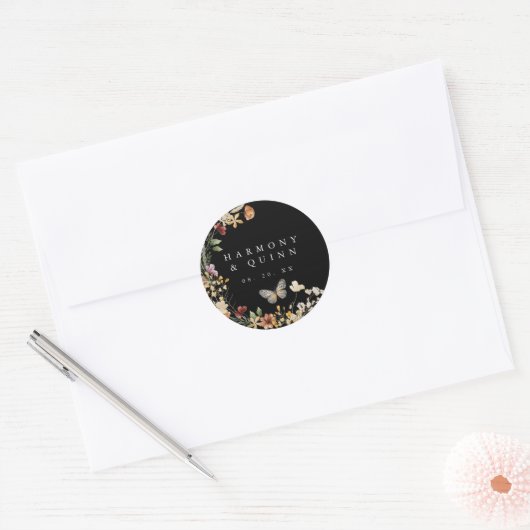 Boho Wilde Bloem Bruiloft Sticker Label (Envelop)