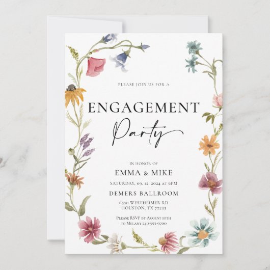 Boho Wilde Bloem Bruiloft Uitnodiging (Voorkant)