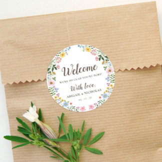 Boho Wilde Bloem Bruiloft Welkom Sticker Zak Label