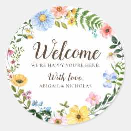 Boho Wilde Bloem Bruiloft Welkom Sticker Zak Label