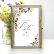 Boho Wilde Bloem Bruiloftsborrel Receptkaart Bord