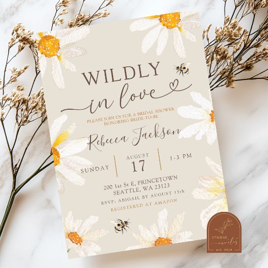 Boho Wilde Bloem Bruiloftsfeest Verliefd Kaart