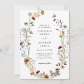Boho Wilde Bloem Bruiloftsinvitation Kaart (Voorkant)