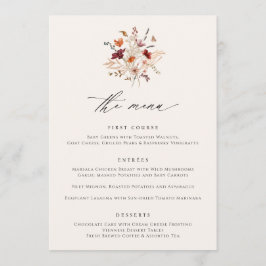 Boho Wilde Bloem Bruiloftsmenu's Herfst Menu