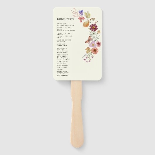 Boho Wilde Bloem Bruiloftsprogramma Handventilator Handwaaier (Achterkant)