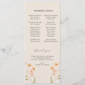 Boho Wilde Bloem Bruiloftsprogramma  Programmakaart (Achterkant)