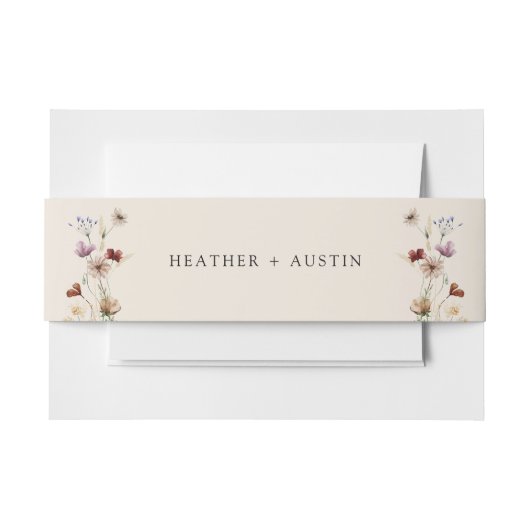 Boho Wilde Bloem Buikband voor Trouwfeest Uitnodigingen Wikkel (Voorkant Voorbeeld)