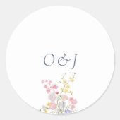 Boho Wilde Bloem Elegant Trouwen Ronde Sticker (Voorkant)