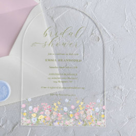 Boho Wilde Bloem Elegante Bruiloft Borrel  Acryl Uitnodigingen