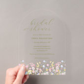 Boho Wilde Bloem Elegante Bruiloft Borrel  Acryl Uitnodigingen (Insitu (Draagbaar))