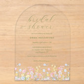 Boho Wilde Bloem Elegante Bruiloft Borrel  Acryl Uitnodigingen (Voorkant)