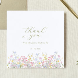 Boho Wilde Bloem Elegante Bruiloft Borrel  Bedankkaart