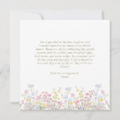 Boho Wilde Bloem Elegante Bruiloft Borrel  Bedankkaart (Achterkant)