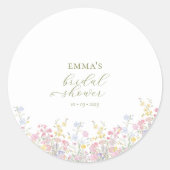 Boho Wilde Bloem Elegante Bruiloft Borrel Ronde Sticker (Voorkant)