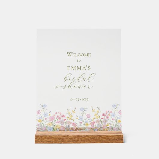 Boho Wilde Bloem Elegante Bruiloft Feest  Acryl Bord (Voorkant)