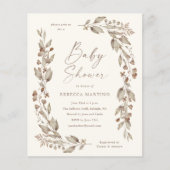 Boho Wilde Bloem Elegante Budget Baby Shower (Voorkant)