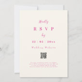 Boho Wilde Bloem Elegante Roze QR Code Trouwen Kaart (Achterkant)