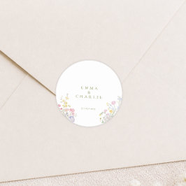 Boho Wilde Bloem Elegante Trouwdag Ronde Sticker