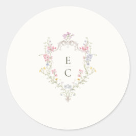 Boho Wilde Bloem Elegante Trouwdag Ronde Sticker