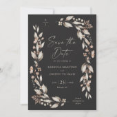 Boho Wilde Bloem Elegante Trouwfoto Save The Date (Voorkant)