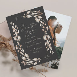 Boho Wilde Bloem Elegante Trouwfoto Save The Date