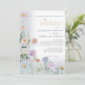 BOHO Wilde Bloem Elegante Waterverf Bruiloft Kaart (Staand voorkant)