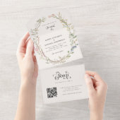 Boho Wilde Bloem Florale Botanische Moderne Typogr All In One Uitnodiging (Afscheurbaar)