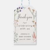 Boho Wilde Bloem Frame Baby Shower Bedankt Cadeaulabel (Voorkant)