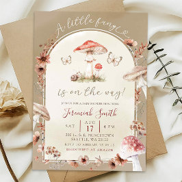 Boho Wilde Bloem Fungi Paddenstoel Baby Shower Kaart
