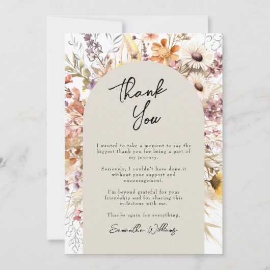 Boho Wilde Bloem Graduatie Dankkaart Kaart (Voorkant)