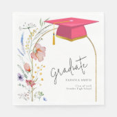 Boho Wilde Bloem Graduatie Feest Servet (Voorkant)