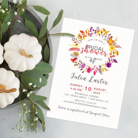 Boho Wilde Bloem Herfst Krans Bruiloft Feest Kaart
