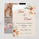 Boho Wilde Bloem Huwelijksuitnodiging Kaart (Voorkant / Achterkant)