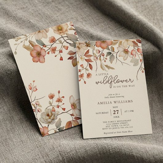 Boho Wilde Bloem Ivory Uitnodiging