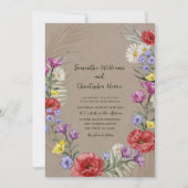 Boho Wilde Bloem Kraft & Paarse Bruiloft Kaart (Voorkant)