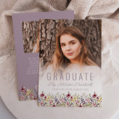 Boho Wilde Bloem Mauve Foto Grad Aankondiging