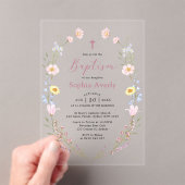 Boho Wilde Bloem Meisje Doopfeest Acryl Uitnodigingen (Insitu (Draagbaar))