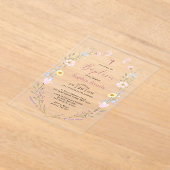 Boho Wilde Bloem Meisje Doopfeest Acryl Uitnodigingen (Laagn)