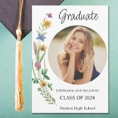 Boho Wilde Bloem Meisje Foto Hoge School Afstudere Aankondiging
