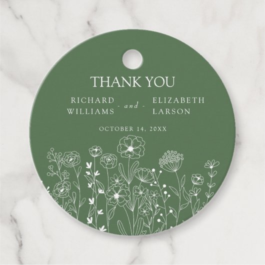 Boho Wilde Bloem Moderne Waterverf Bruiloft Bedankjes Labels (Voorkant)