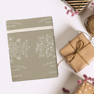 Boho Wilde Bloem Moderne Waterverf Bruiloft Cadeaupapier