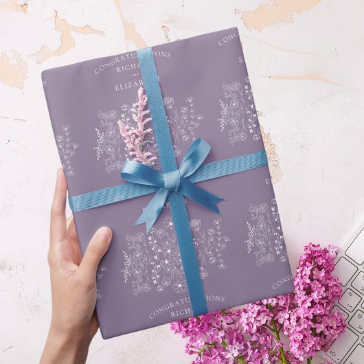 Boho Wilde Bloem Moderne Waterverf Bruiloft Cadeaupapier