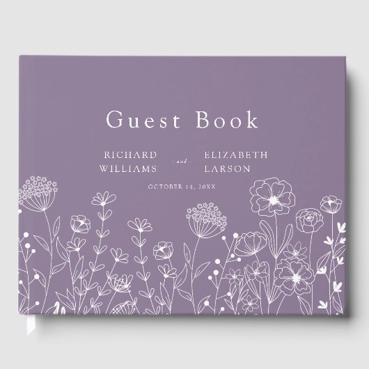 Boho Wilde Bloem Moderne Waterverf Bruiloft Gastenboek (Voorkant)