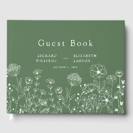 Boho Wilde Bloem Moderne Waterverf Bruiloft Gastenboek