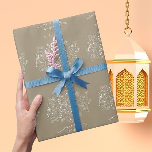 Boho Wilde Bloem Moderne Waterverf Trouwfeest Cadeaupapier